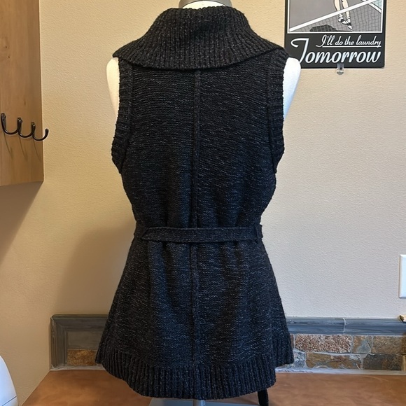 Classiques Entier Charcoal Sleeveless Tie Front Cardigan Women’s Medium - Picture 5 of 8